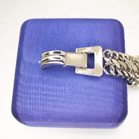 Vintage Signed CORO PEGASUS Thick Link Bracelet Silver Tone 7.5" Long 1950s - Picture 13 of 15